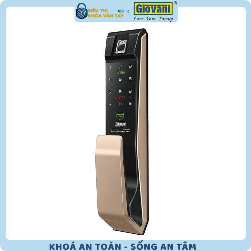 Khóa vân tay Giovani cửa gỗ GSL-K888BG màu đen vàng