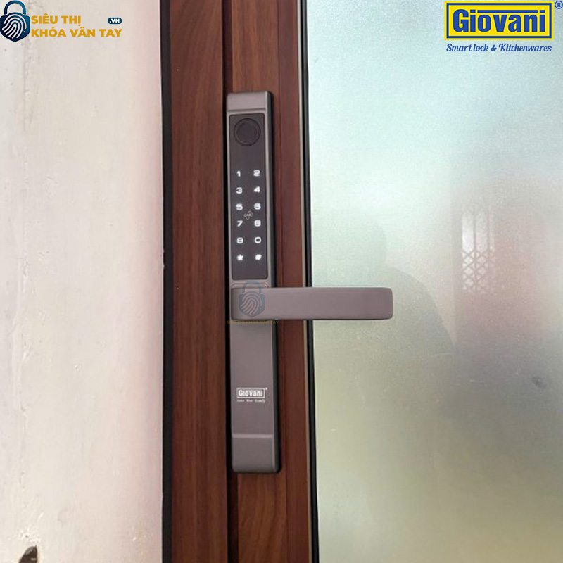 Khóa vân tay Giovani GSL-208GY màu xám, giải pháp bảo mật lý tưởng cho cửa nhôm, hiện đại và an toàn