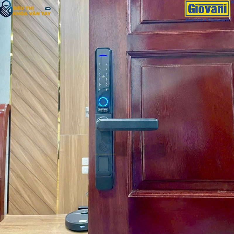 Khóa vân tay Giovani GSL-582B màu đen, tính năng bảo mật tuyệt đối cho cửa nhôm, dễ dàng lắp đặt