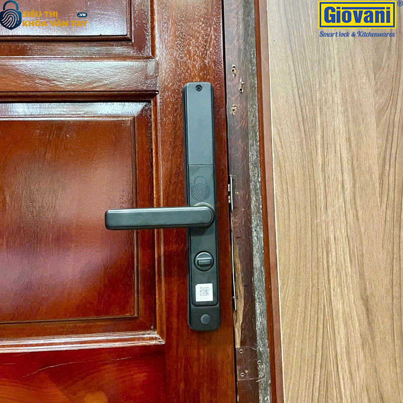 Khóa vân tay Giovani GSL-582B màu đen, bảo vệ an toàn cho cửa nhôm, thiết kế sang trọng