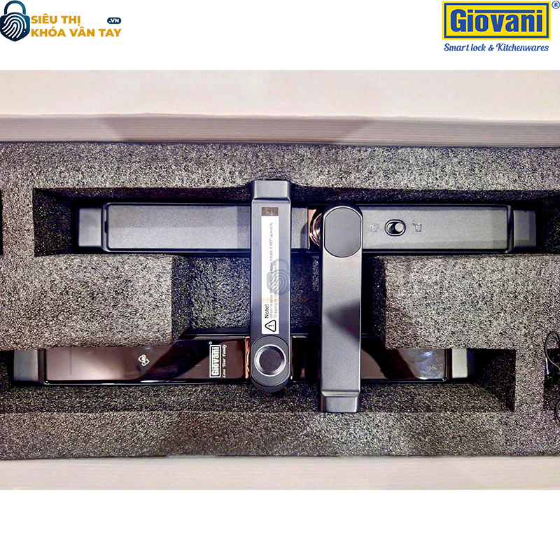 Khóa vân tay Giovani GSL-8801B màu đen, giải pháp bảo mật tối ưu cho cửa nhôm, lắp đặt dễ dàng