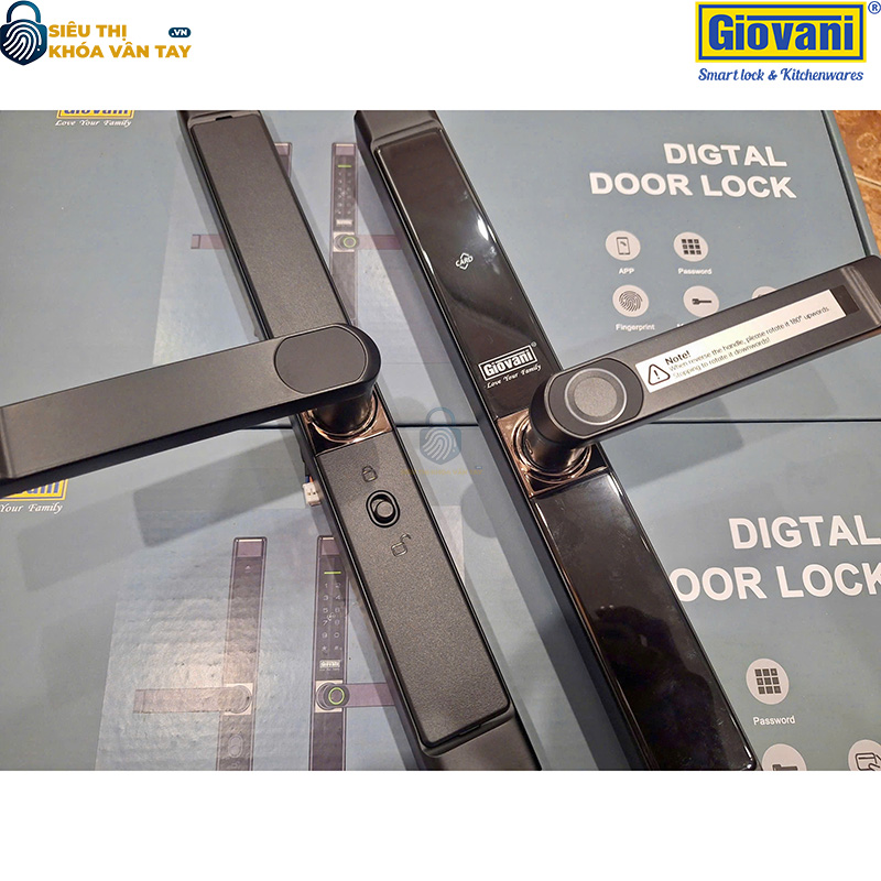 Khóa vân tay Giovani GSL-8801B màu đen, giải pháp bảo mật tối ưu cho cửa nhôm, lắp đặt dễ dàng
