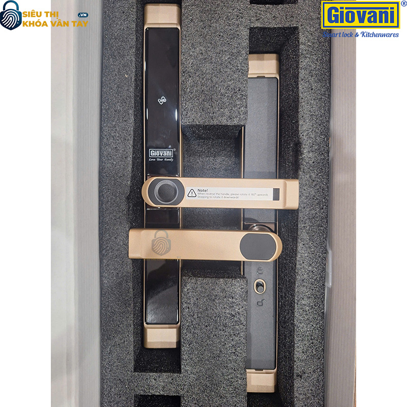 Khóa vân tay Giovani GSL-8801G màu vàng, giải pháp bảo mật tối ưu cho cửa nhôm, dễ dàng lắp đặt