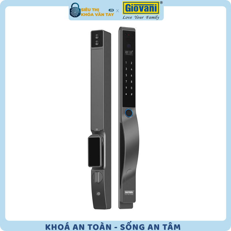 Khóa vân tay Giovani GSL-X383G, bảo mật cao cho cửa nhôm, thiết kế hiện đại