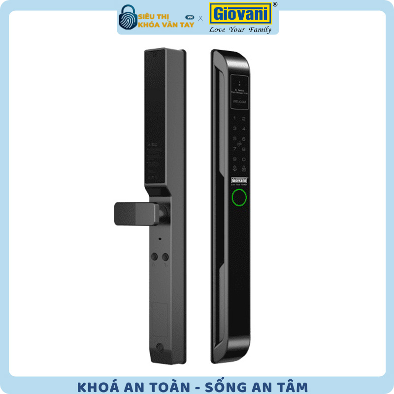 Khóa vân tay Giovani GSL-Z2FB màu đen, bảo mật cao cho cửa nhôm, thiết kế hiện đại
