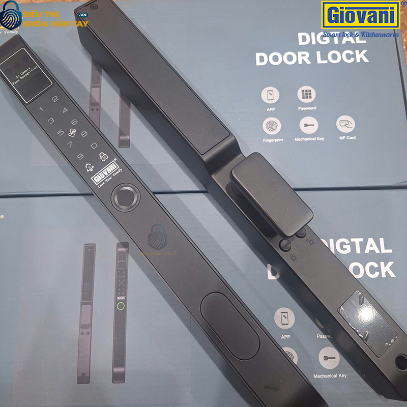 Khóa vân tay Giovani GSL-Z2FB màu đen, bảo vệ an toàn cho cửa nhôm, tính năng vượt trội