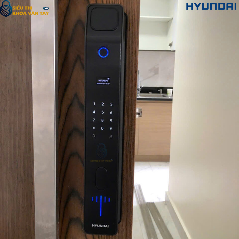 Hyundai HY-SLA808 Black – khóa vân tay thông minh cho cửa gỗ gia đình