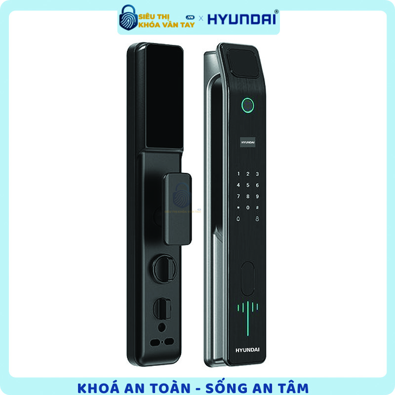 Khóa vân tay Hyundai HY-SLA808 màu đen sang trọng cho cửa gỗ