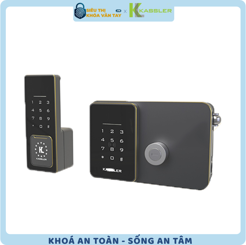 Khóa vân tay Kassler cửa cổng KL-579 CNC - GOLD GREY