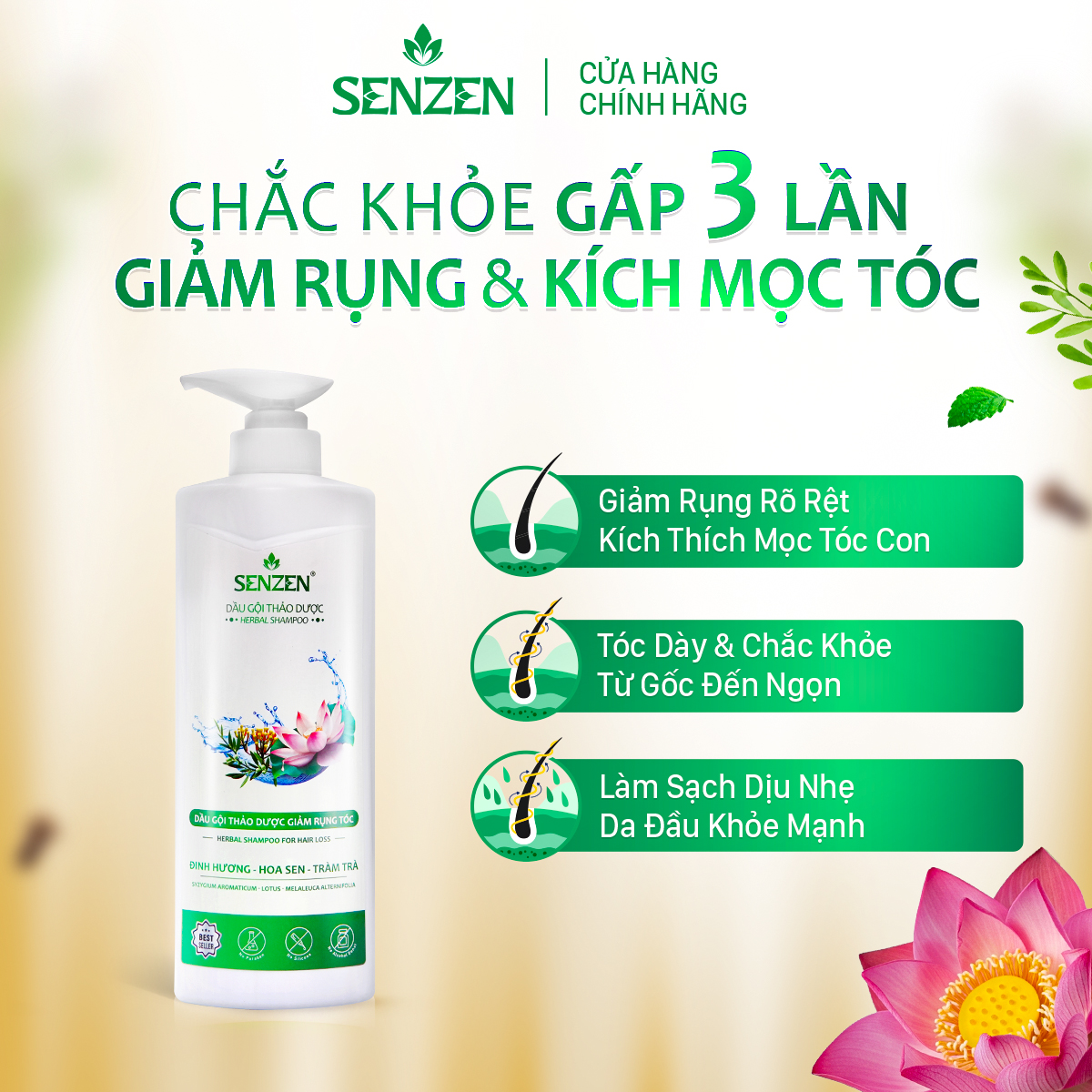 Mua 1 tặng 1 - Dầu Gội Thảo Dược Giảm Rụng SENZEN 560ML