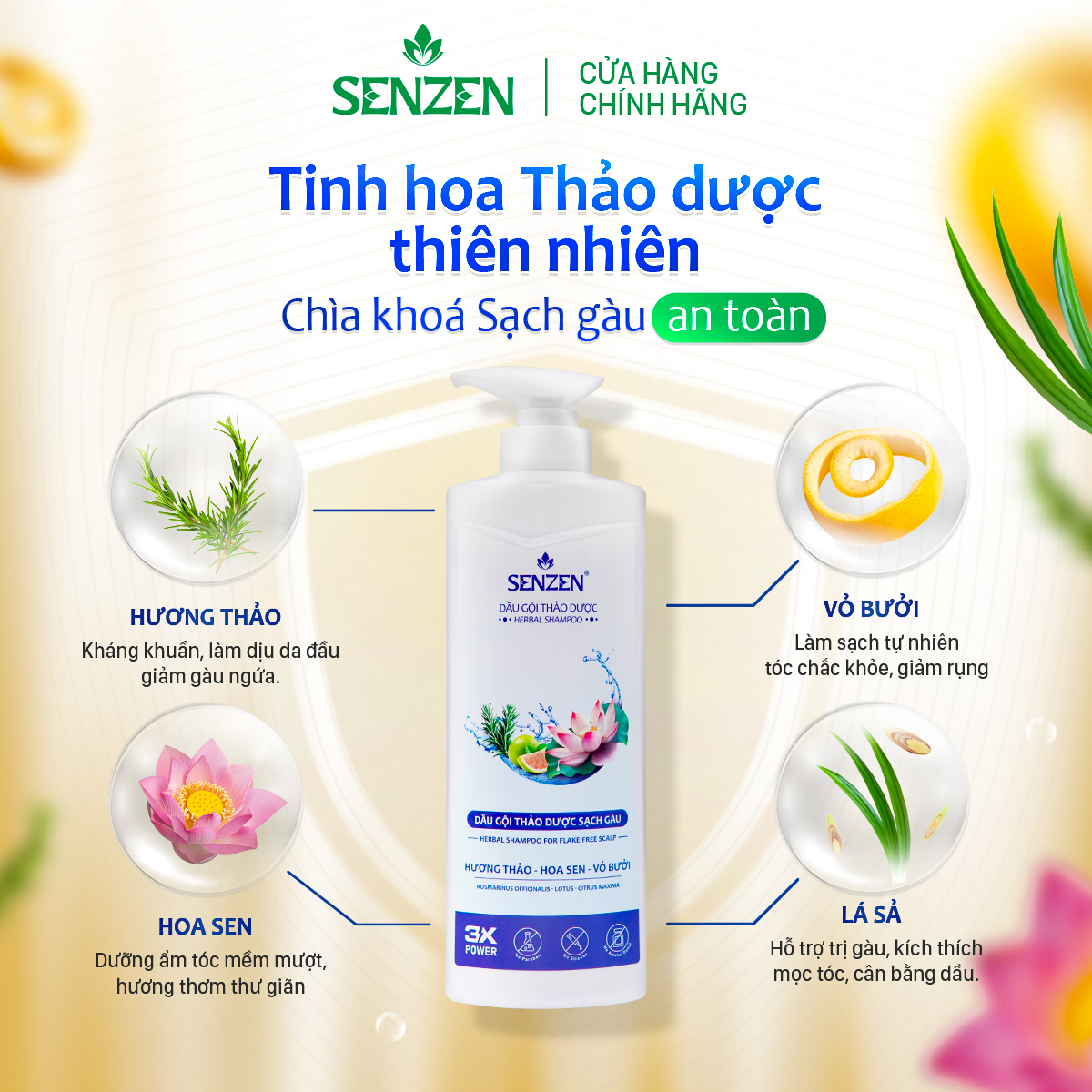 Mua 1 tặng 1 - Dầu Gội Thảo Dược Sạch Gàu SENZEN 560ML