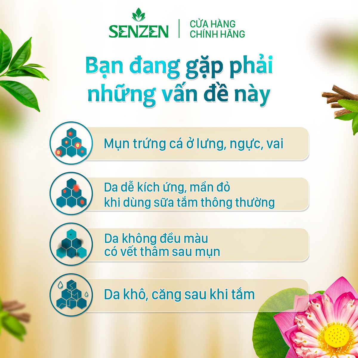 Mua 1 tặng 1 - Sữa Tắm Thảo Dược Giảm Mụn SenZen 860ML