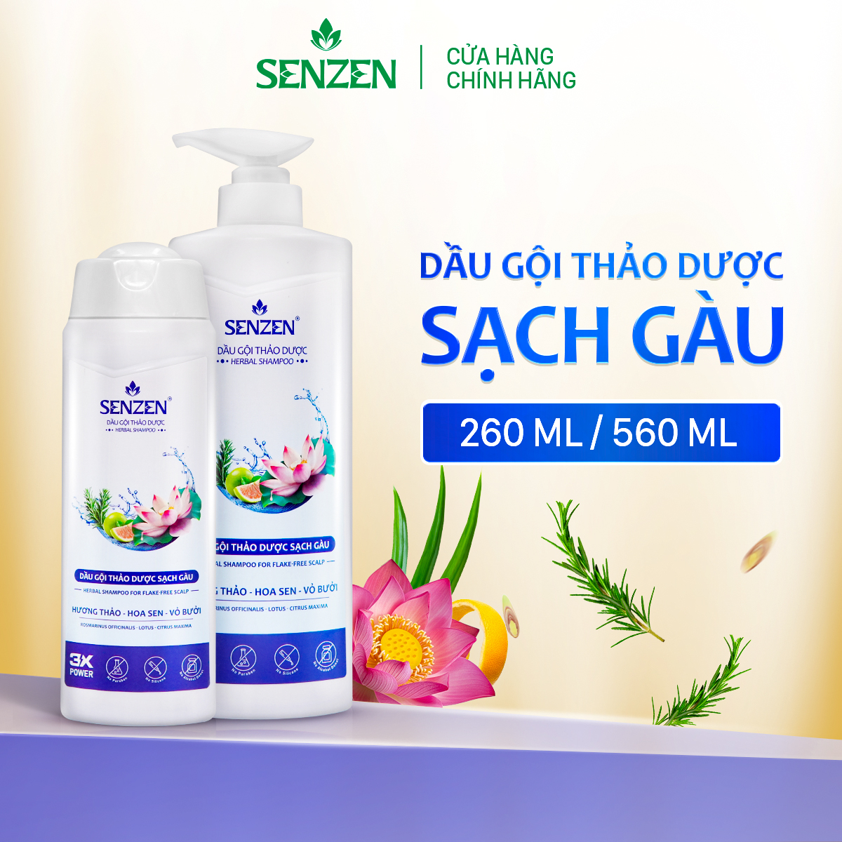 Mua 1 tặng 1 - Dầu Gội Thảo Dược Sạch Gàu SENZEN 560ML