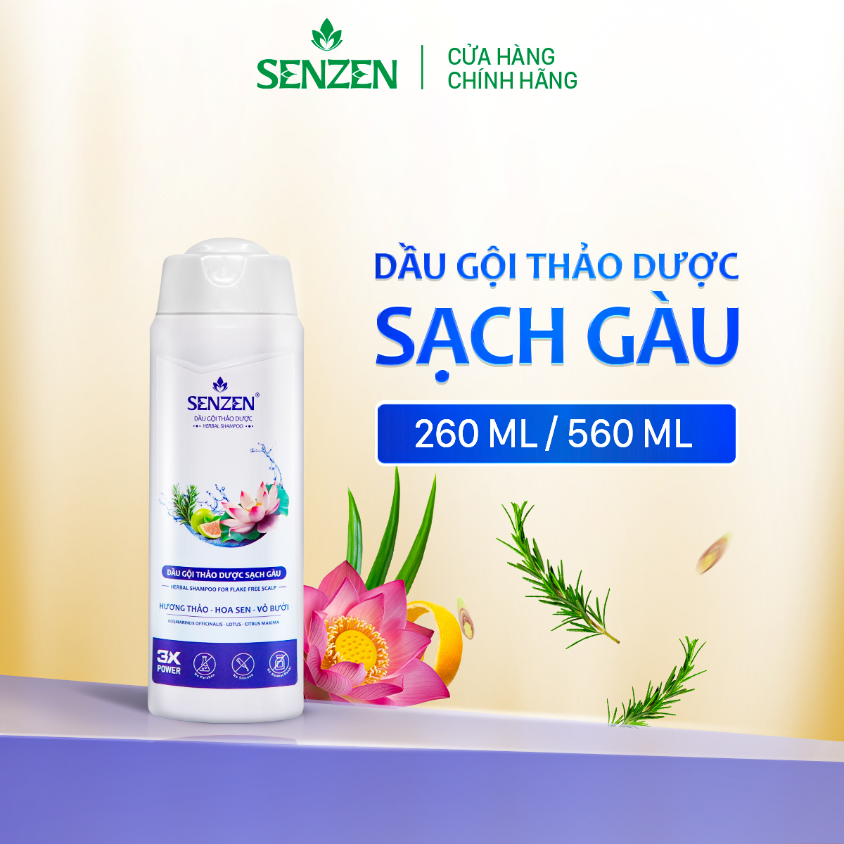 Dầu Gội Thảo Dược Sạch Gàu SENZEN 260ML