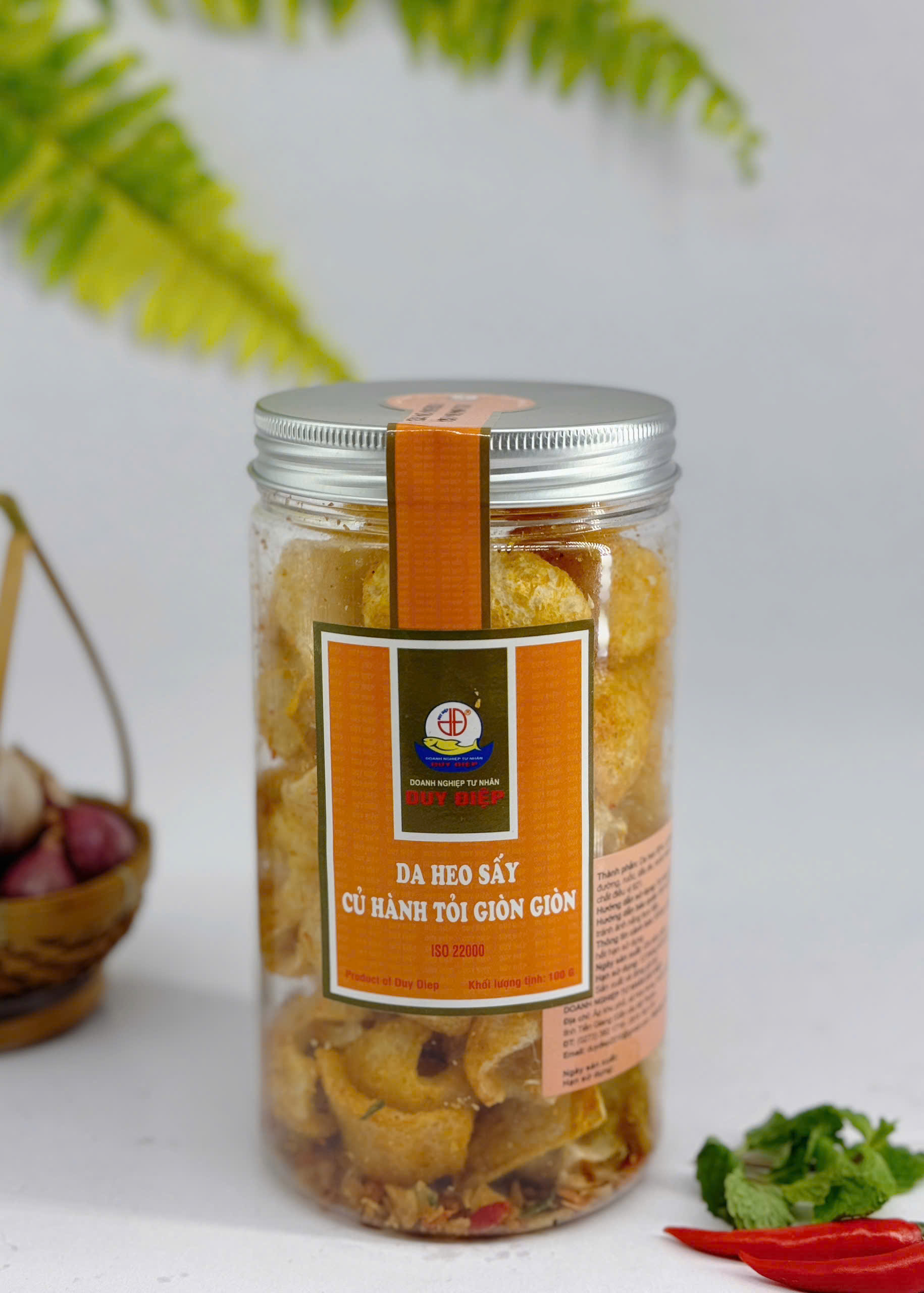 Da heo quay sấy mắm hành giòn tan hộp 100g