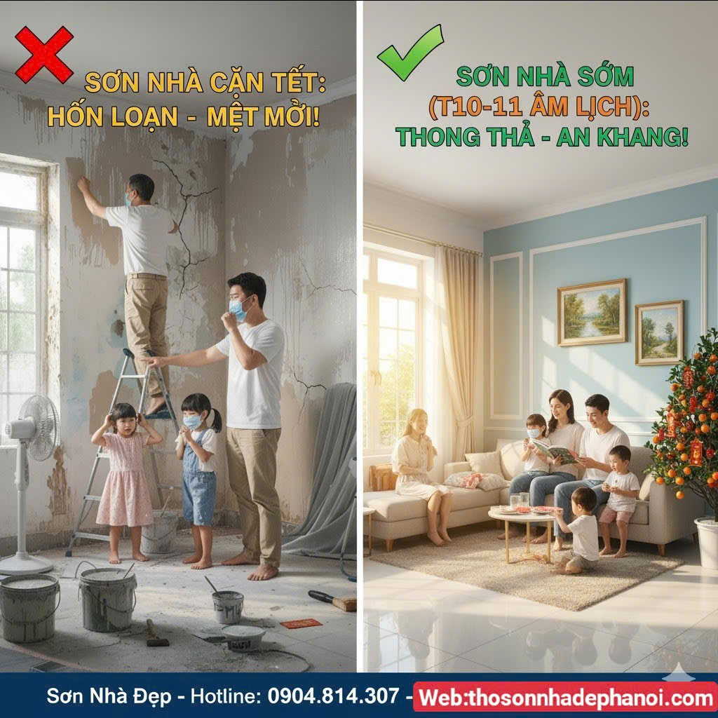 🎯 ❌ Vì sao KHÔNG nên đợi sát Tết mới sơn nhà?