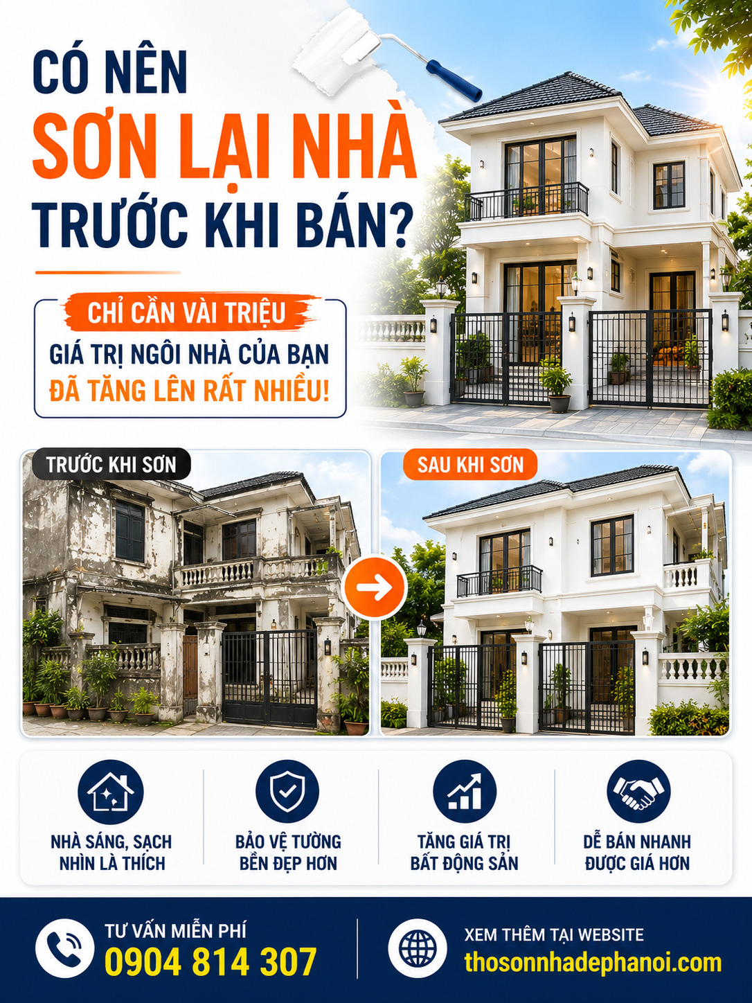BẬT MÍ VŨ KHÍ BÍ MẬT GIÚP BẤT ĐỘNG SẢN TĂNG GIÁ TRỊ GẤP NHIỀU LẦN: CÓ NÊN SƠN LẠI NHÀ TRƯỚC KHI BÁN?