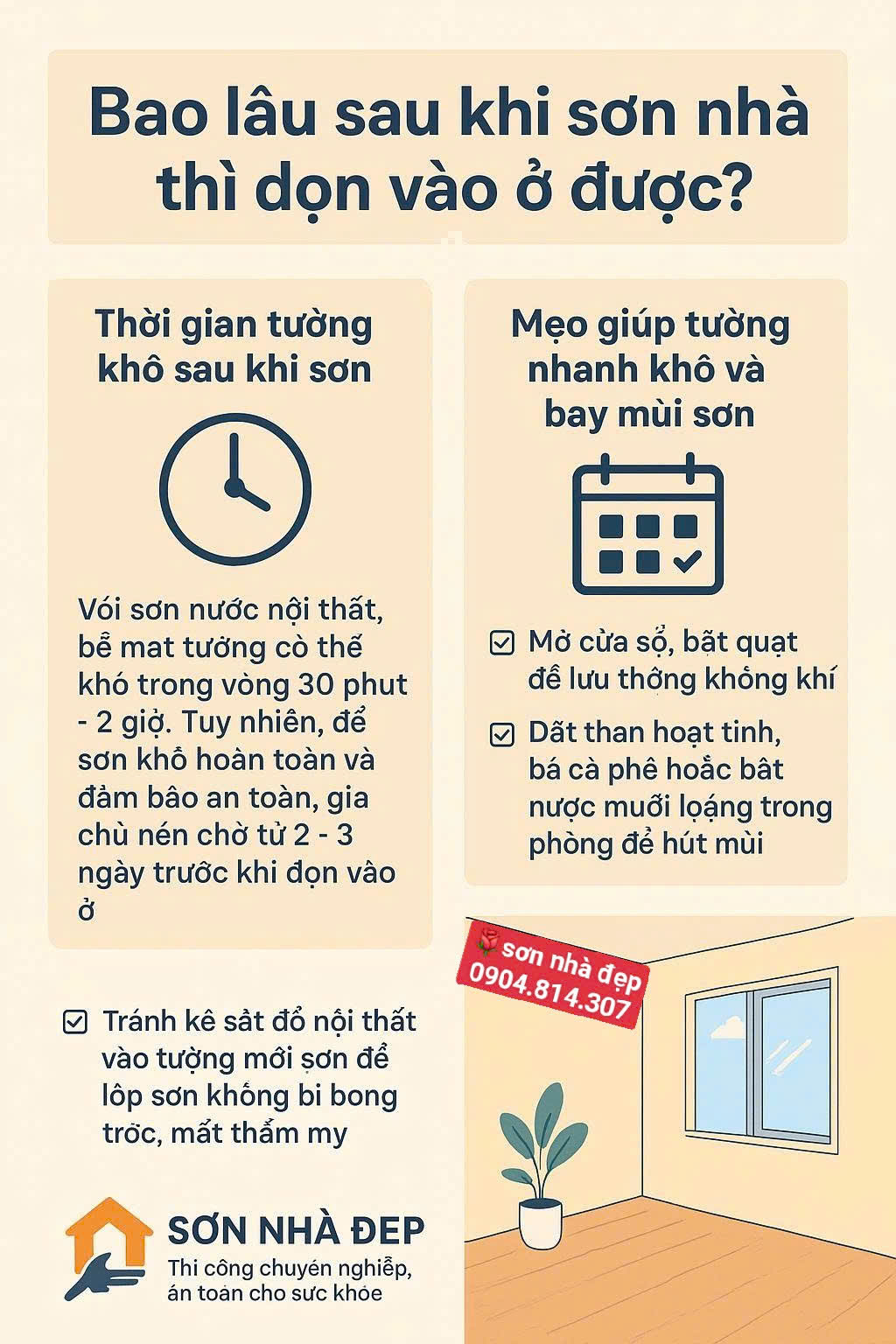 Bao lâu sau khi sơn nhà thì dọn vào ở được?