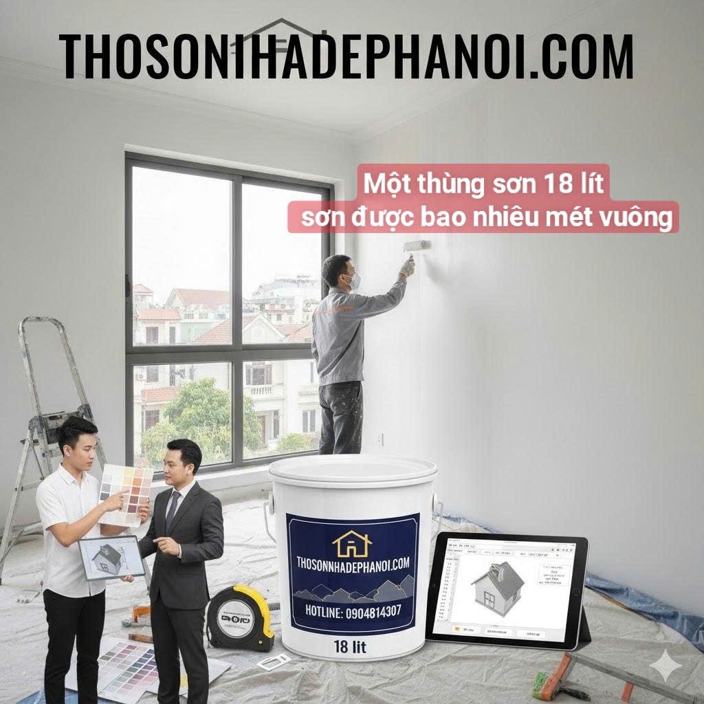 Một thùng sơn 18 lít sơn được bao nhiêu mét vuông tường?