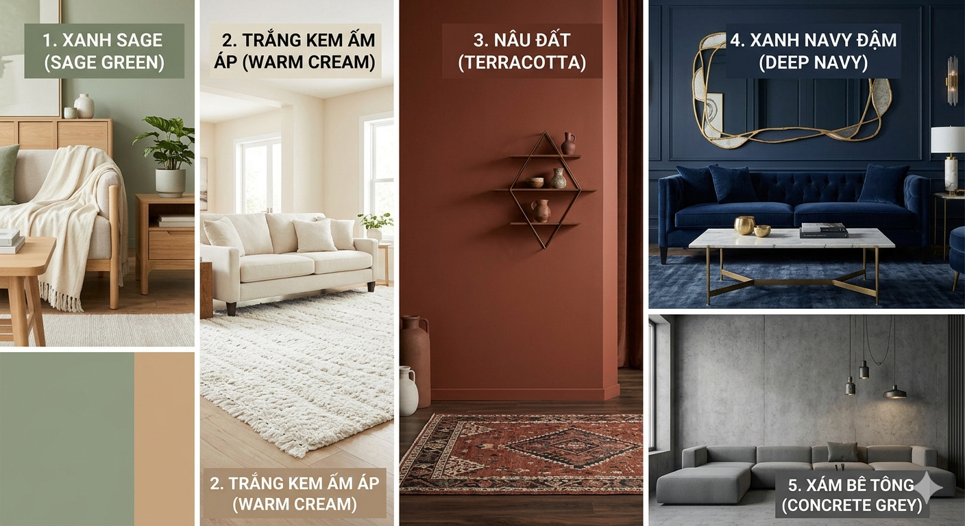 Top 5 Màu Sơn Phòng Khách Đẹp Dẫn Đầu Xu hướng 2026