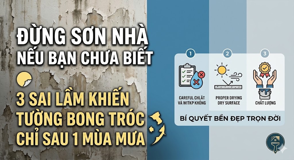 3 Sai Lầm Khi Sơn Nhà Khiến Tường Bong Tróc Sau Mùa Mưa Và Cách Khắc Phục