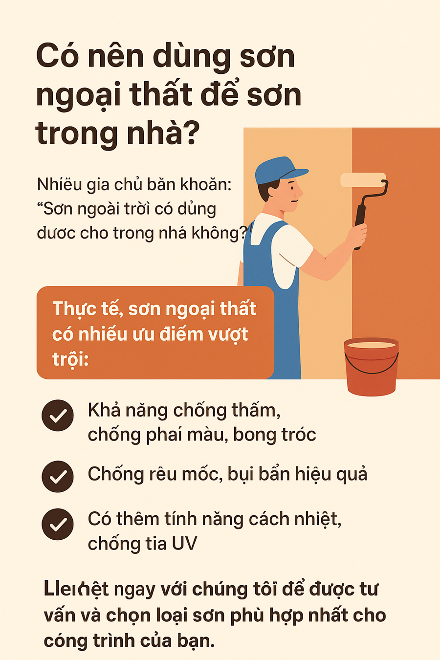 Có nên dùng sơn ngoại thất để sơn trong nhà?
