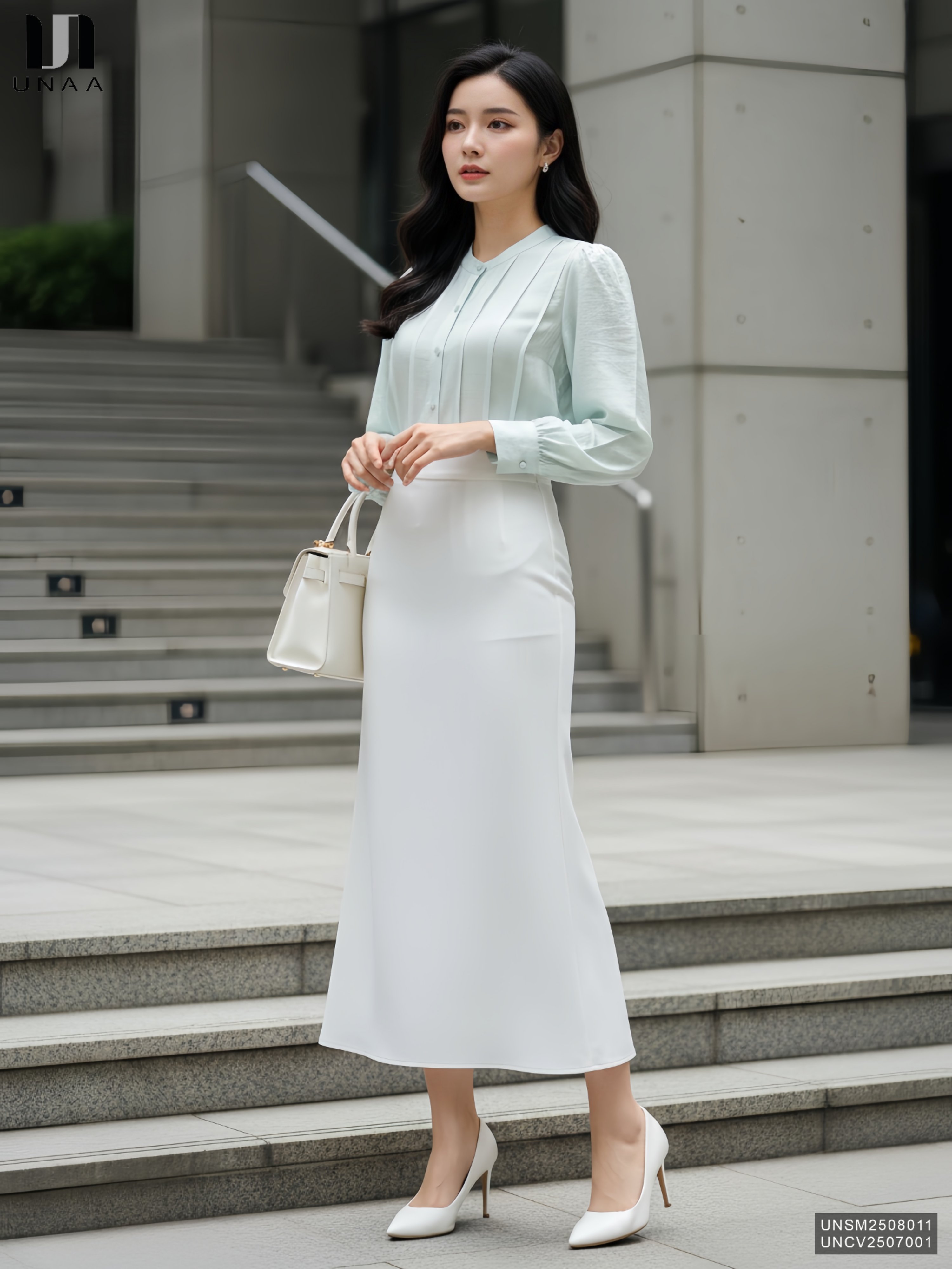 Sơ mi tơ cổ tàu kiểu cách UNSM2508011