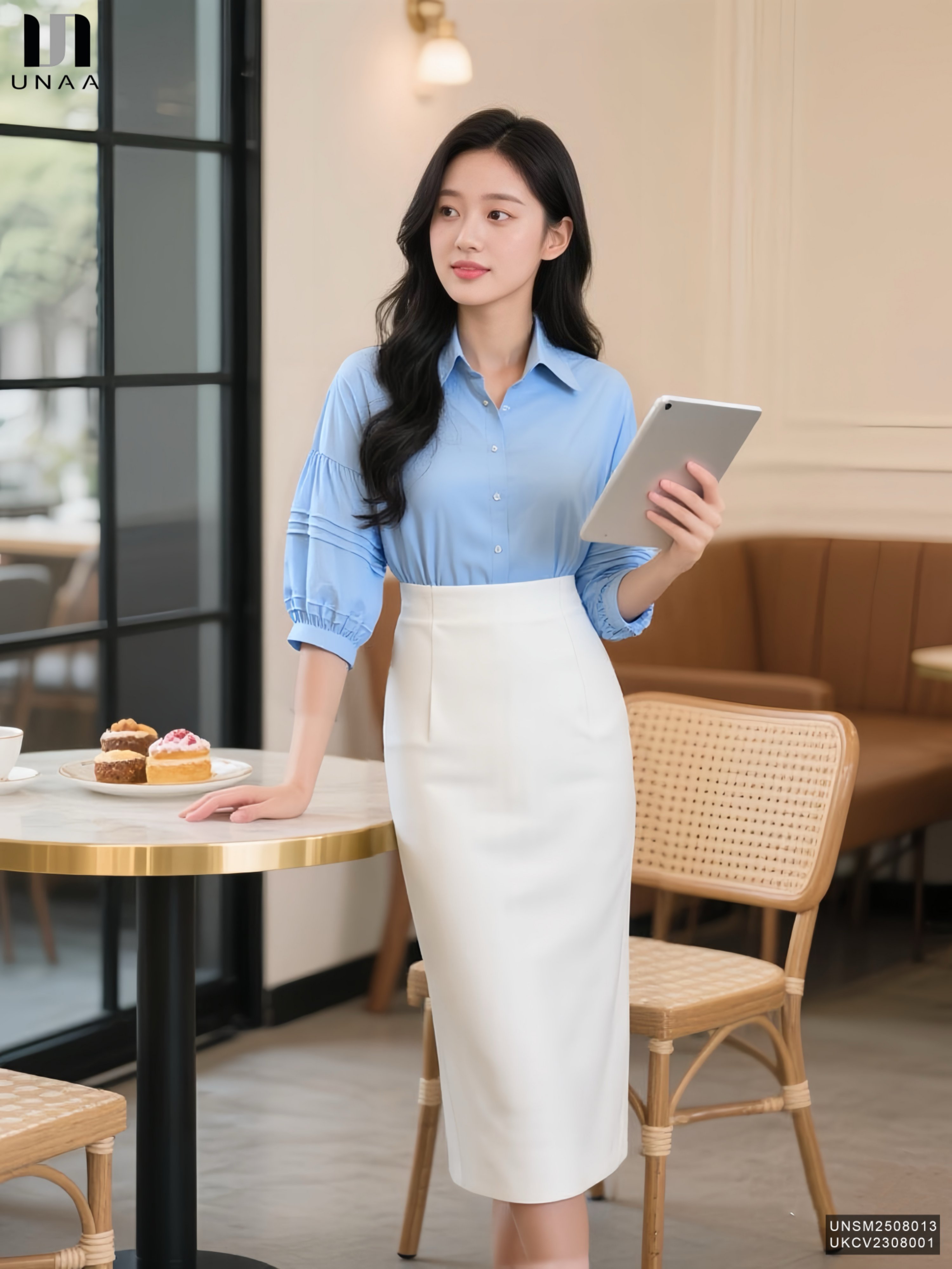 Sơ mi cổ đức bấu mí tay lịch sự UNSM2508013