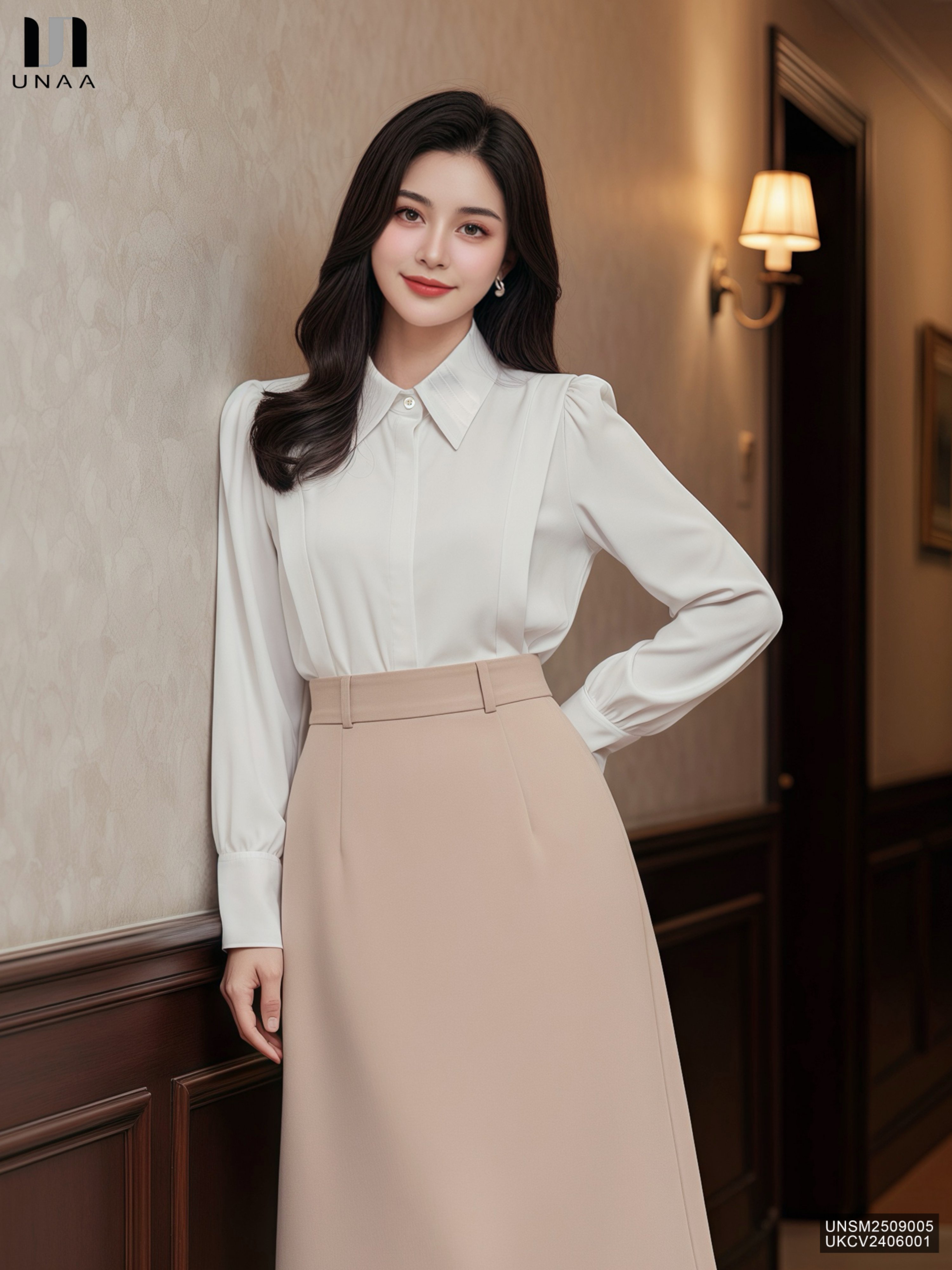 Sơ mi lụa mí vạt thân Unaa xinh xắn, dịu dàng, thanh lịch UNSM2509005