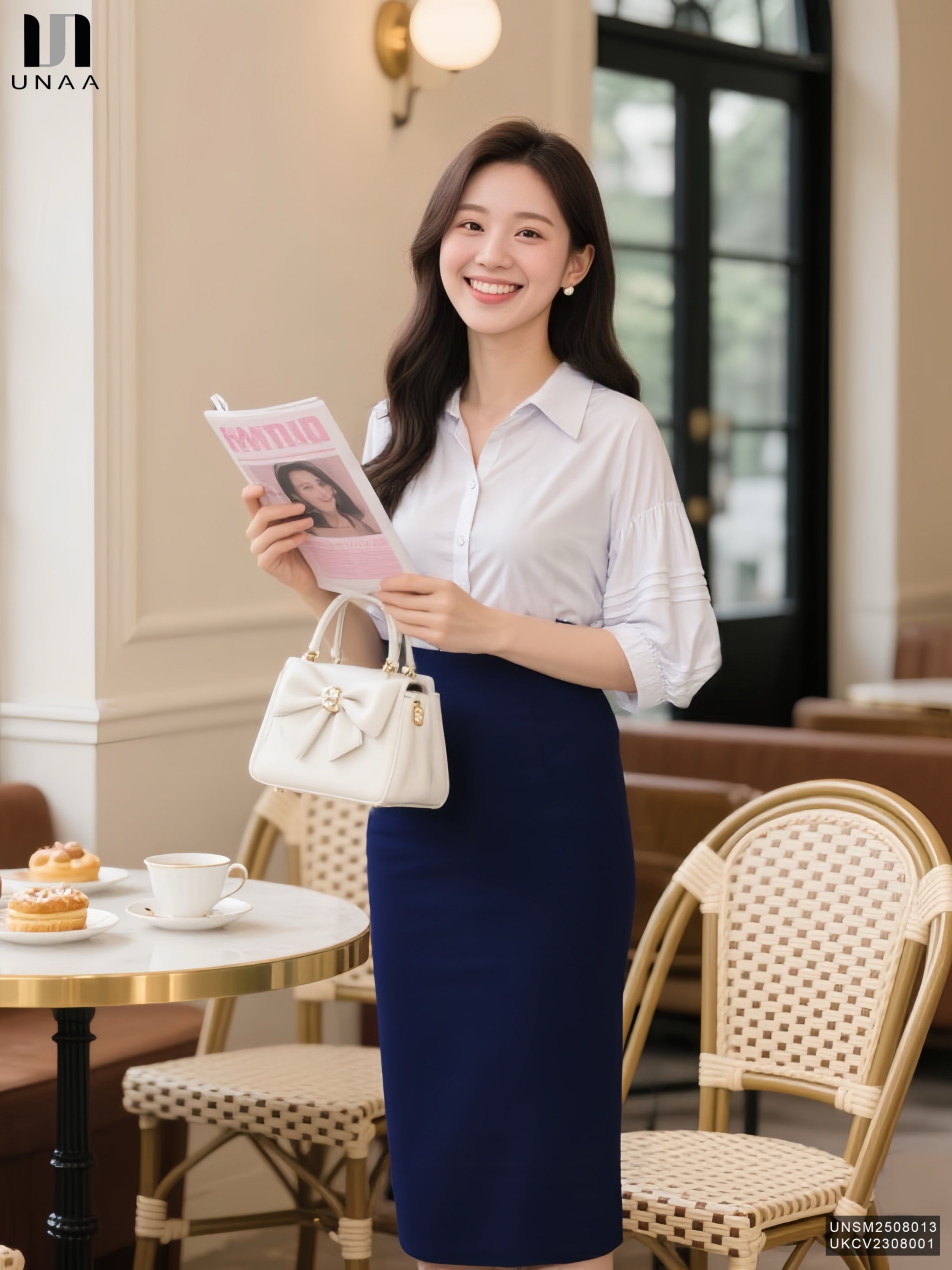 Sơ mi cổ đức bấu mí tay lịch sự UNSM2508013