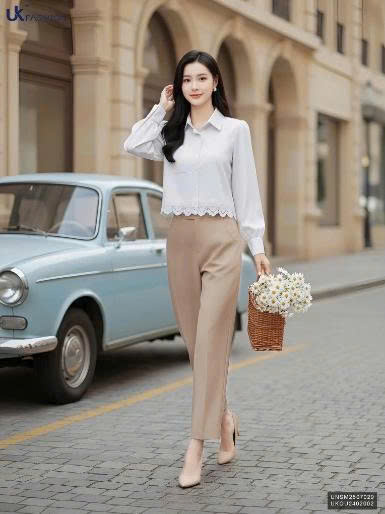 Sơ Mi Cổ Đức Dài Tay Ren Gấu  Công Sở Nữ Thanh Lịch Mềm Mịn UNSM2507029