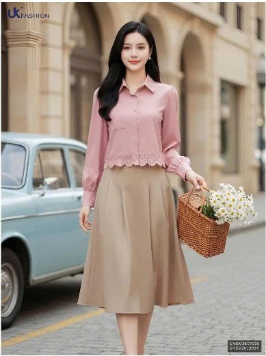 Sơ Mi Cổ Đức Dài Tay Ren Gấu  Công Sở Nữ Thanh Lịch Mềm Mịn UNSM2507029