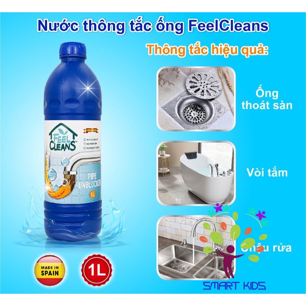 Nước thông tắc đường ống FeelCleans 1 Lít Made In Spain