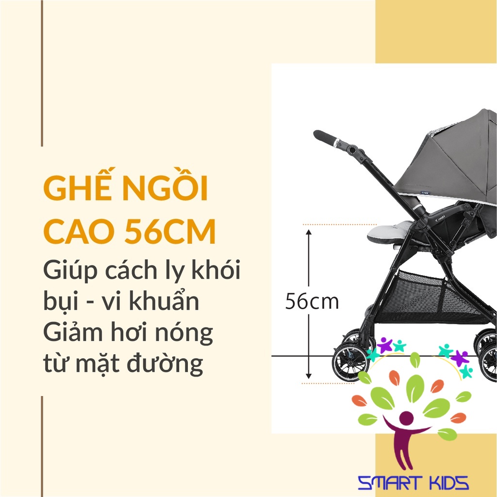 Xe đẩy Combi Sugocal Compact 4 bánh quay tự động