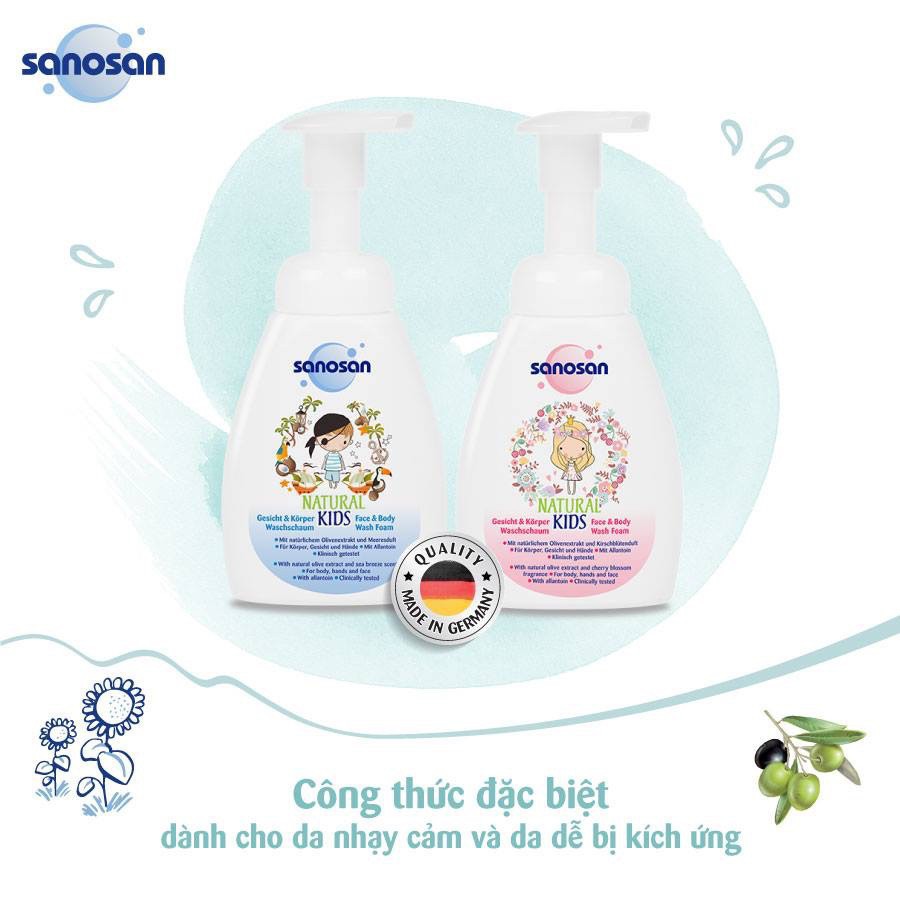 (Chính Hãng) Sữa tắm và rửa mặt tạo bọt Olive dưỡng ẩm Sanosan 250ml
