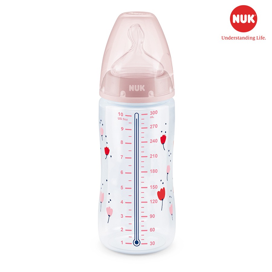 BÌNH SỮA CẢM BIẾN NHIỆT NUK PP 150ML/300ML NÚM TI SILICONE