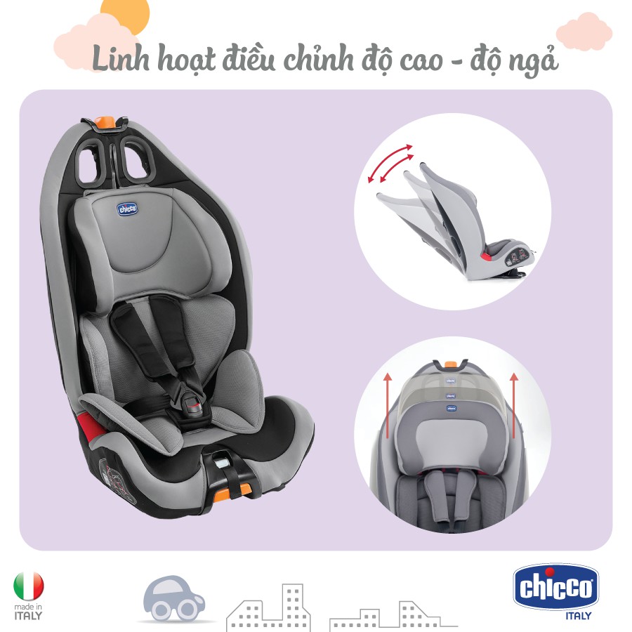 Ghế ngồi ô tô Chicco Gro-Up 123 màu ghi