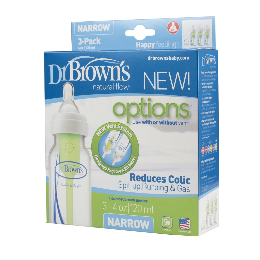 Combo 3 bình sữa Dr Brown’s cổ thường 120ml nhựa pp options