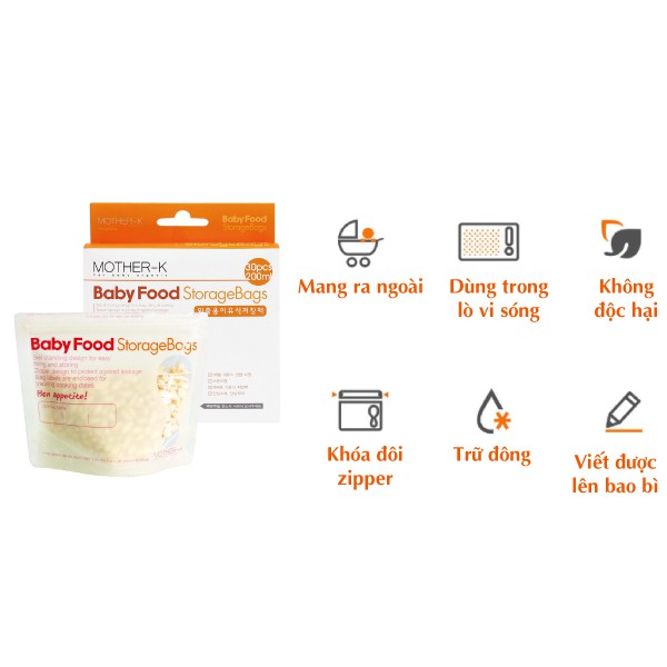 Túi đựng thực phẩm Mother-K Hàn Quốc (30c)