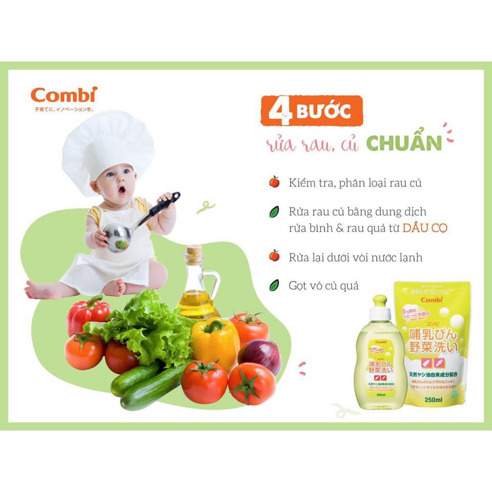 Dung dịch rửa bình sữa và rau củ quả từ dầu cọ Combi