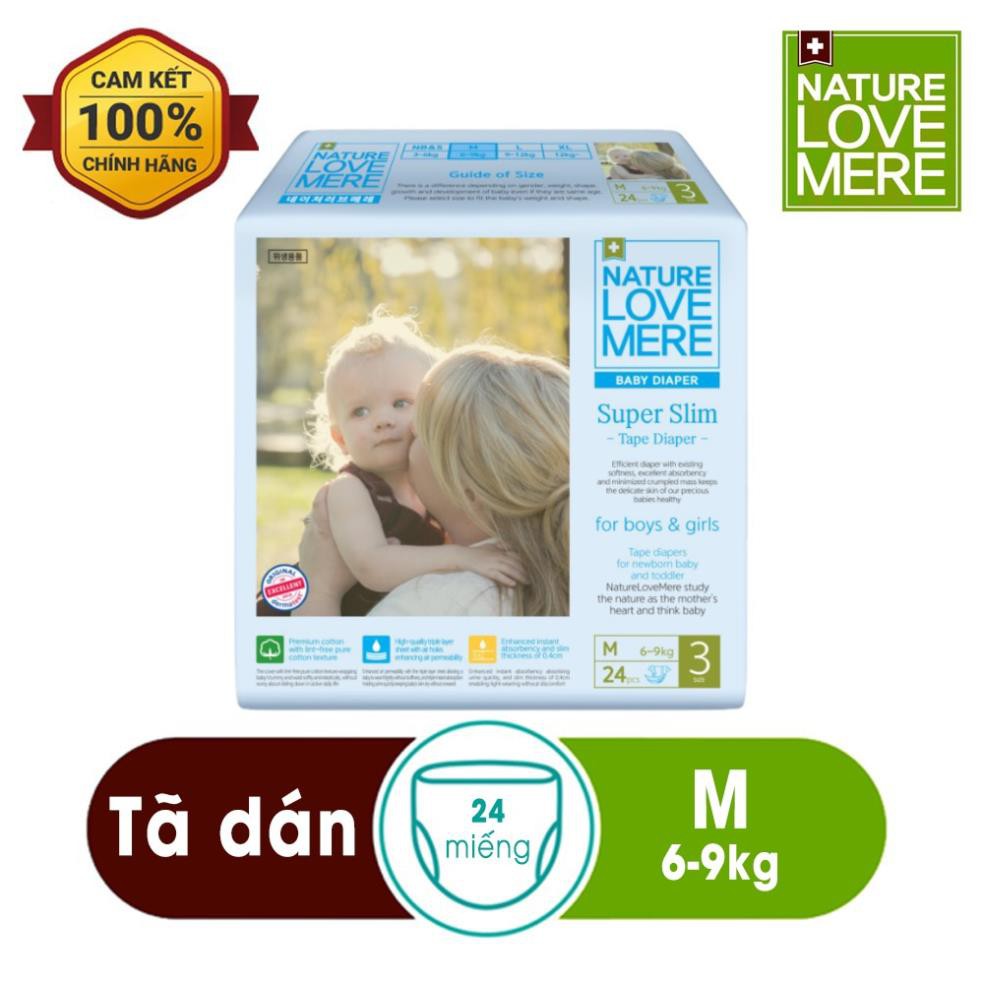Tã/ Bỉm dán Super Slim Nature Love Mere túi S36/ M32/ L28/ XL24