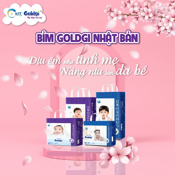 Bỉm dán/quần Goldgi+ Nhật 2020 Size Nb92/S84/M66/M60/L56/L48/XL46/XL44/XXL34
