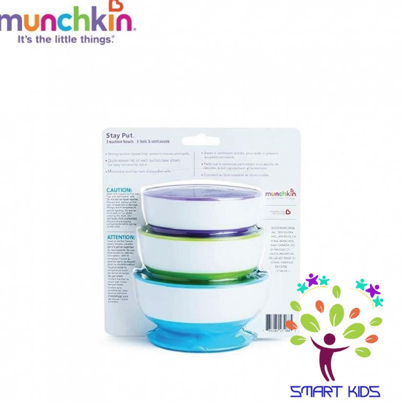 Bộ 3 bát ăn Munchkin chống đổ