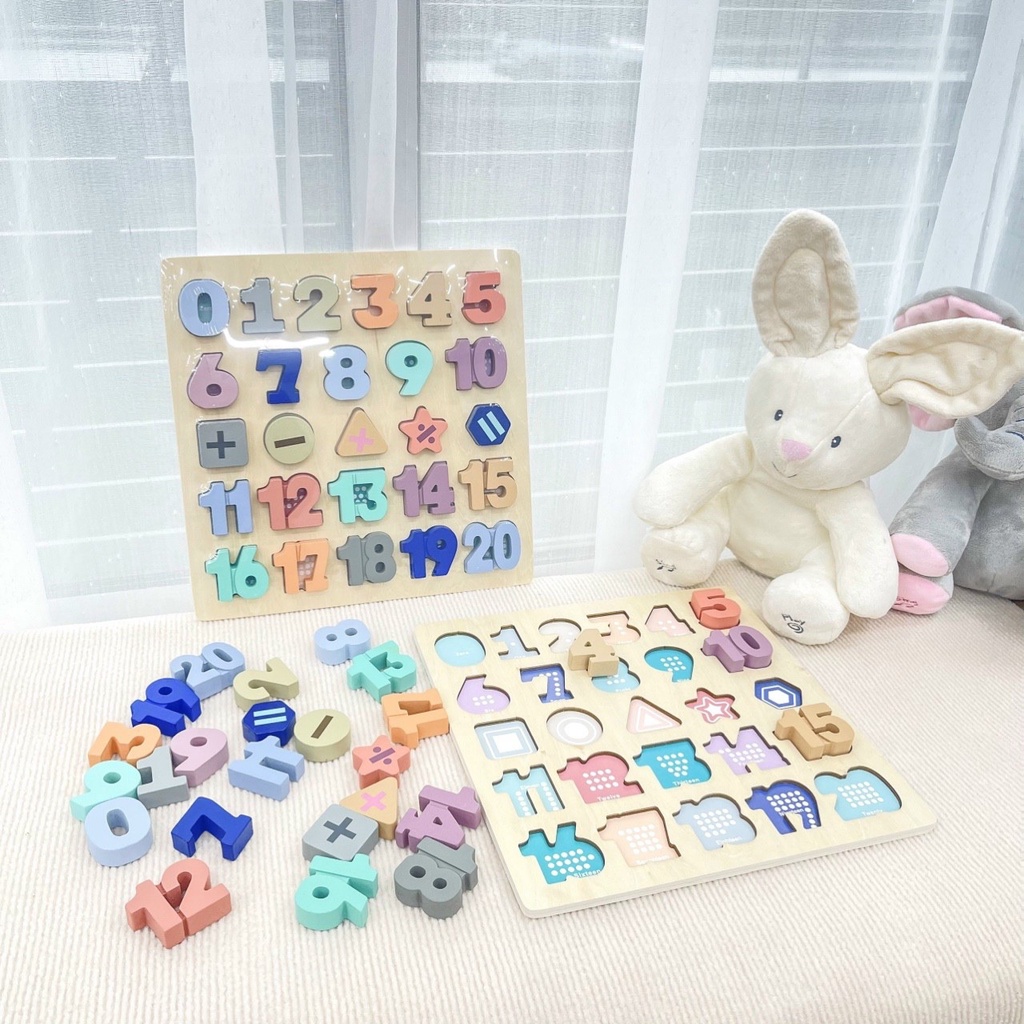 Bộ bảng số học / bảng chữ cái bằng gỗ POMO