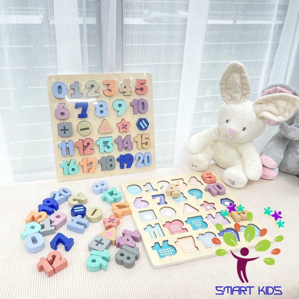 Bộ bảng số học / bảng chữ cái bằng gỗ POMO