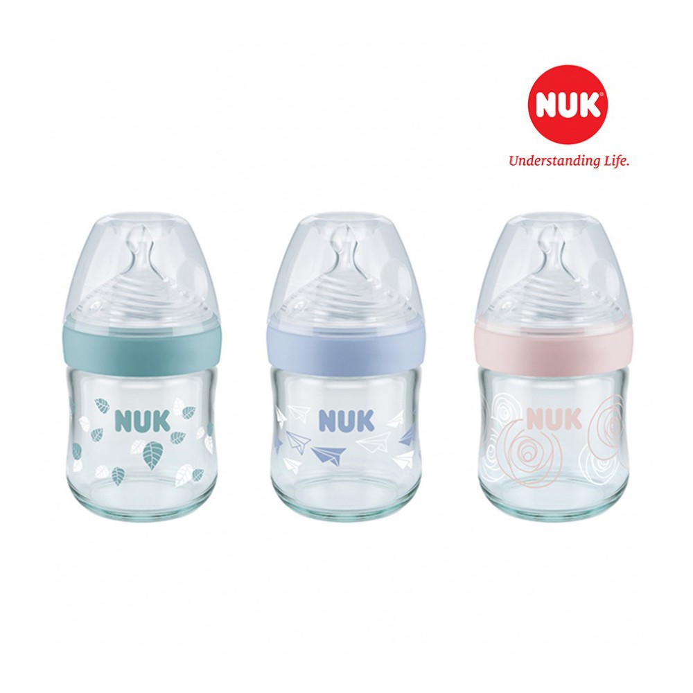 Bình sữa NUK Nature Sense thủy tinh núm ti Silicone S1 - M