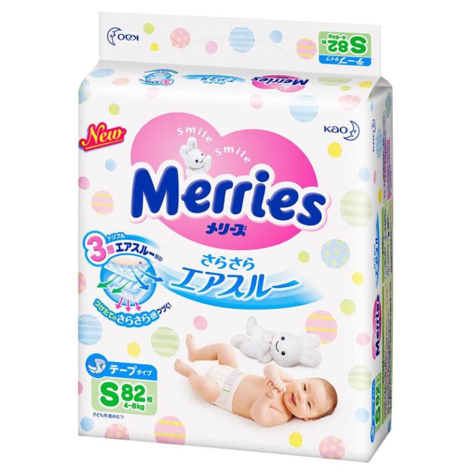 Bỉm Merries quần/dán NB90/S82/M64/L54/L44/XL44/XL38/XXL26/M58 (Hàng chính hãng SNB phân phối)