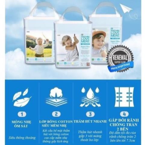 Tã/ Bỉm quần Nature Love Mere Super Slim L30/XL24/XXL20