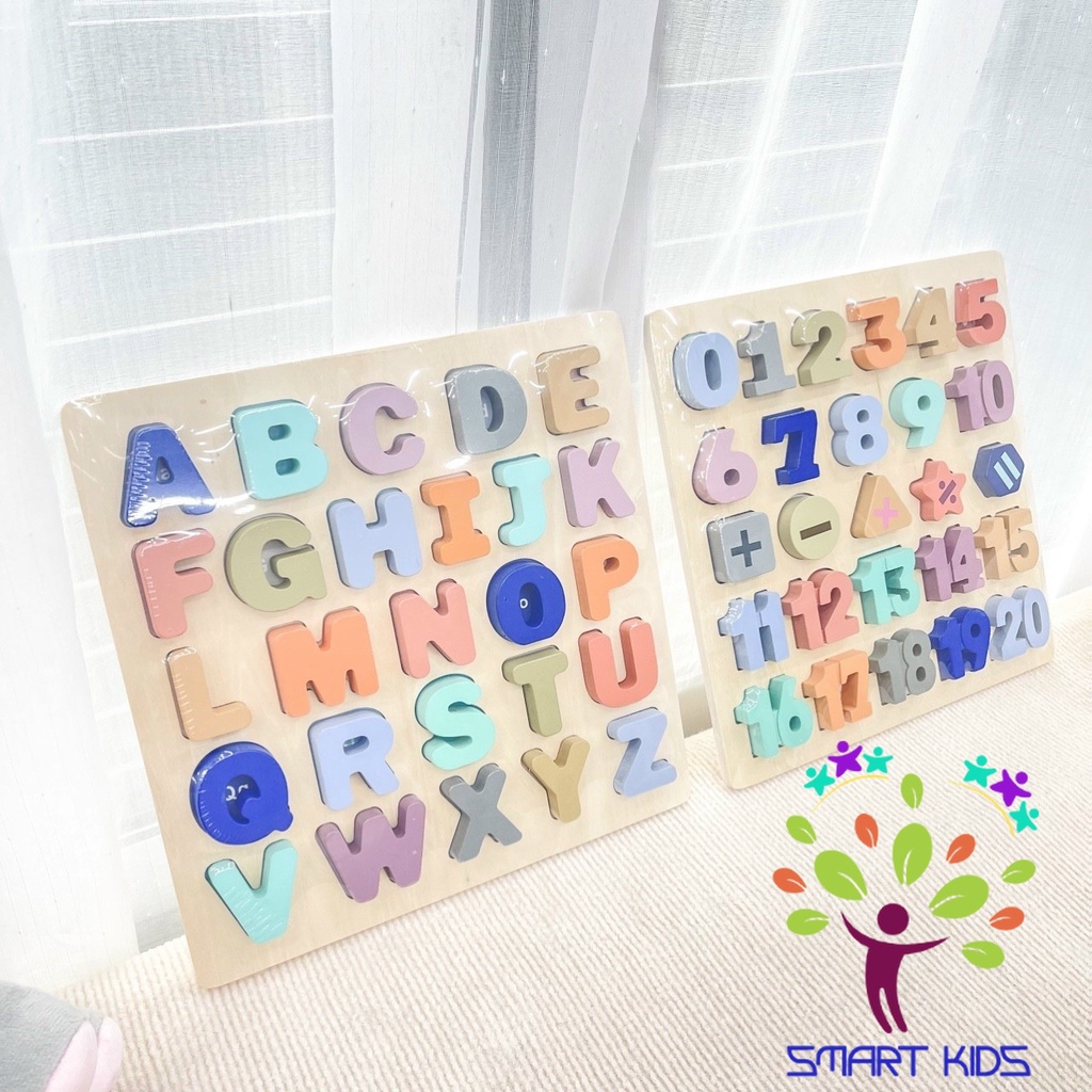 Bộ bảng số học / bảng chữ cái bằng gỗ POMO