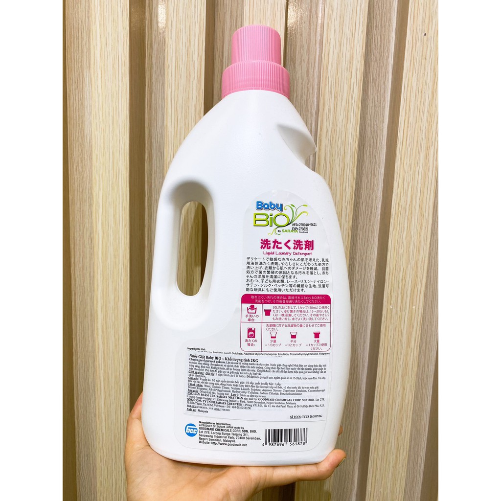Nước giặt xả 2in1 Baby Bio 2KG